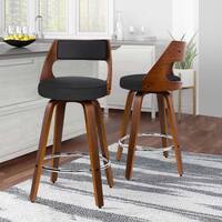 ALFORDSON 2x Swivel Bar Stools Eden Kitchen Dining Chair Wooden Fabric Black