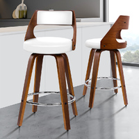 ALFORDSON 2x Swivel Bar Stools Eden Kitchen Wooden Dining Chair WHITE