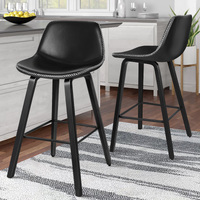 ALFORDSON 2x Wooden Bar Stools Noah Kitchen Dining Chair Vintage Retro All Black