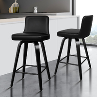 ALFORDSON 2x Swivel Bar Stools Bailey Kitchen Wooden Dining Chair ALL BLACK