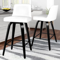 ALFORDSON 2x Swivel Bar Stools Bailey Kitchen Wooden Dining Chair White