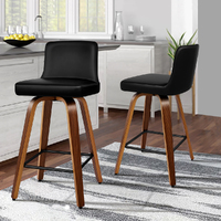 ALFORDSON 2x Swivel Bar Stools Bailey Kitchen Wooden Dining Chair BLACK