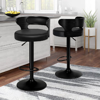 ALFORDSON 2x Bar Stool Kitchen Swivel Chair Wooden Leather Ramiro All Black