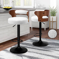 ALFORDSON 2x Bar Stool Kitchen Swivel Chair Wooden Boucle Ramiro White