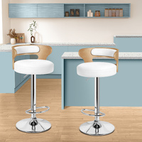 ALFORDSON 2x Bar Stool Kitchen Swivel Chair Wooden Leather Gas Lift Wooden White
