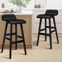 ALFORDSON 2x Wooden Bar Stools Kitchen Dining Chair Leather Samuel ALL BLACK