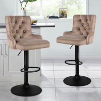 ALFORDSON 2x Bar Stools Gas Lift Velvet Bar Chairs Kitchen Swivel Bella BROWN