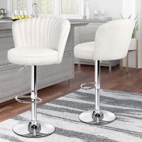 ALFORDSON 2x Bar Stools Gas Lift Boucle Bar Chairs Kitchen Swivel Dylan White