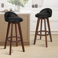 ALFORDSON 2x Bar Stools Liam Kitchen Wooden Swivel Chairs Black Brown