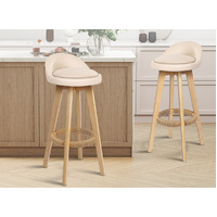 ALFORDSON 2x Kitchen Bar Stools Liam Wooden Swivel Bar Stool Chairs Beige