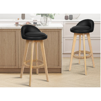 ALFORDSON 2x Kitchen Bar Stools Liam Wooden Swivel Bar Stool Chairs Black