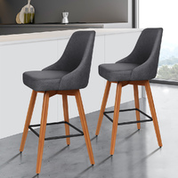ALFORDSON 2x Swivel Bar Stools Ella Kitchen Dining Chair Wooden DARK GREY