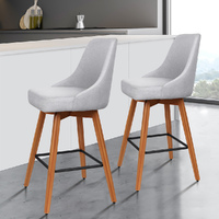 ALFORDSON 2x Swivel Bar Stools Ella Kitchen Dining Chair Wooden LIGHT GREY