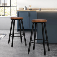 ALFORDSON 2x Bar Stools Retro Kitchen Vintage Chair Industrial Rocio Black