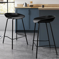 ALFORDSON 2x Bar Stools Finn Kitchen Dining Chair Metal Footrest BLACK