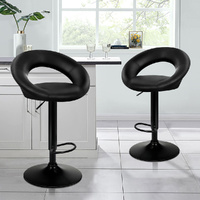 ALFORDSON 2x Bar Stools Ovadia Kitchen Swivel Chair Leather Gas Lift All Black