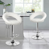ALFORDSON 2x Bar Stools Ovadia Kitchen Swivel Chair Boucle Gas Lift White