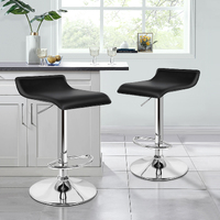 ALFORDSON 2x Bar Stools Saxton Kitchen Swivel Chair Leather Gas Lift Black
