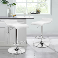 ALFORDSON 2x Bar Stools Saxton Kitchen Swivel Chair Leather Gas Lift WHITE
