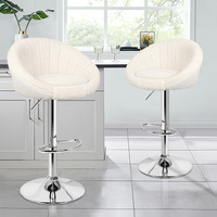ALFORDSON 2x Bar Stools Gas Lift Sherpa Bar Chairs Kitchen Swivel Susan BEIGE