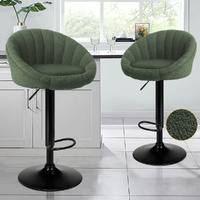 ALFORDSON 2x Bar Stools Gas Lift Sherpa Bar Chairs Kitchen Swivel Susan Green