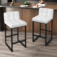 ALFORDSON 2x Bar Stools 65cm Kitchen Counter Metal Boucle Dining Chairs White