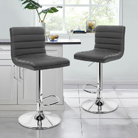 ALFORDSON 2x Bar Stools Ruel Kitchen Swivel Chair Leather Gas Lift GREY