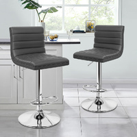 ALFORDSON 2x Bar Stools Ruel Kitchen Swivel Chair Leather Gas Lift GREY