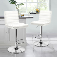 ALFORDSON 2x Bar Stools Ruel Kitchen Swivel Chair Leather Gas Lift WHITE