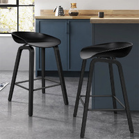 ALFORDSON 2x Kitchen Bar Stools Bar Stool Counter Wooden Chairs All Black Wade