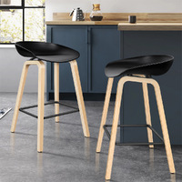 ALFORDSON 2x Kitchen Bar Stools Bar Stool Counter Wooden Chairs Black Wade