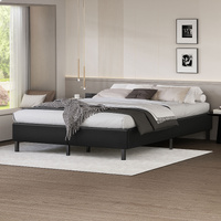ALFORDSON Bed Frame Double Size Mattress Base Foundation Black Leather BASEL