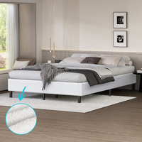 ALFORDSON Bed Frame Double Size Mattress Base Foundation White Boucle BASEL