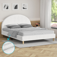 ALFORDSON Bed Frame Queen Size Mattress Base Platform White Boucle CALLA