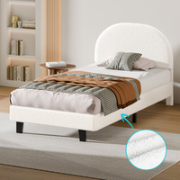 ALFORDSON Bed Frame King Single Size Boucle Mattress Base Platform White Wooden