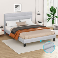 ALFORDSON Bed Frame King Size Upholstered Boucle Grey Mattress Base Platform