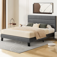 ALFORDSON Bed Frame King Size Upholstered Platform Grey Fabric HARLENE