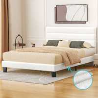 ALFORDSON Bed Frame Queen Size Upholstered Platform White Boucle HARLENE