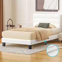 ALFORDSON Bed Frame Single Size Upholstered Platform White Boucle HARLENE