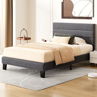 ALFORDSON Bed Frame Single Size Upholstered Platform Grey Fabric HARLENE