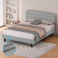 ALFORDSON Bed Frame Double Size Boucle Mattress Base Platform Wooden Grey