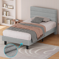 ALFORDSON Bed Frame King Single Size Boucle Mattress Base Platform Wooden Grey