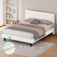 ALFORDSON Bed Frame Queen Size Boucle Mattress Base Platform Wooden White
