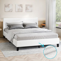 ALFORDSON Bed Frame King Mattress Base Wooden Platform Boucle Fabric White