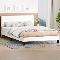 ALFORDSON Bed Frame Double Size Mattress Base Platform Leather White Linus
