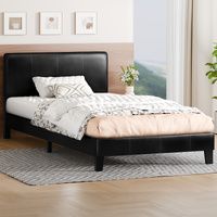 ALFORDSON Bed Frame King Single Mattress Base Platform Leather Black Linus