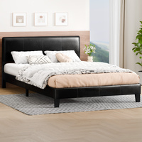 ALFORDSON Bed Frame Queen Size Mattress Base Platform Leather Black Linus