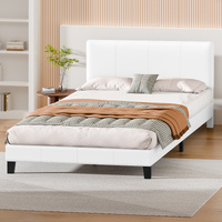 ALFORDSON Bed Frame Queen Size Mattress Base Platform Leather White Linus