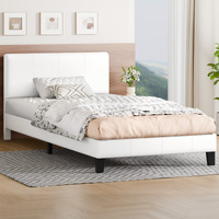 ALFORDSON Bed Frame Single Size Mattress Base Platform Leather White Linus