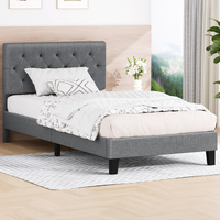 ALFORDSON Bed Frame King Single Tufted Headboard Modern Fabric Grey Meduna